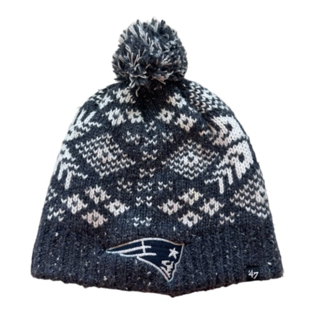47 Brand Patriots Knit Beanie NFL Women's Size O/S Gray White Team Collection Fo